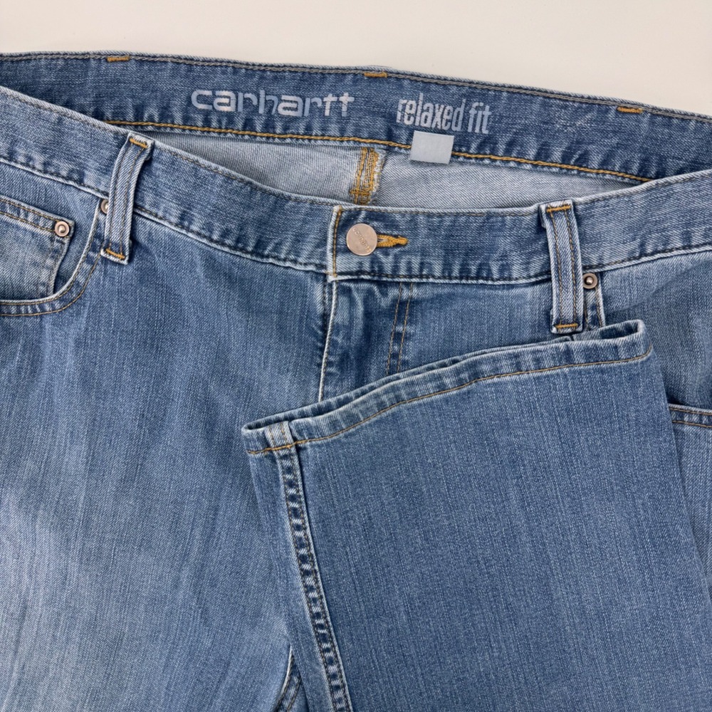Carhartt Relaxed Fit Jeans Mens 40x32 Blue Straight Leg Denim Workwear 9222